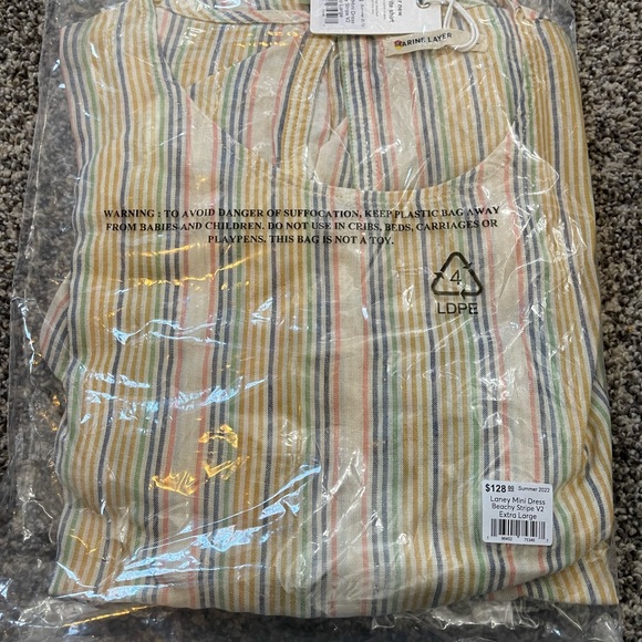 NWT Marine Layer Laney Striped Linen Mini Dress in Yellow Stripes Size XL - Picture 3 of 5